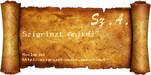 Szigriszt Anikó névjegykártya